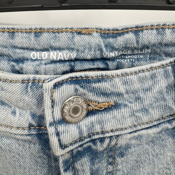 Old Navy‎ High Rise Vintage Slim Acid Wash Distressed Jeans Women Size 8 - Picture 4 of 7